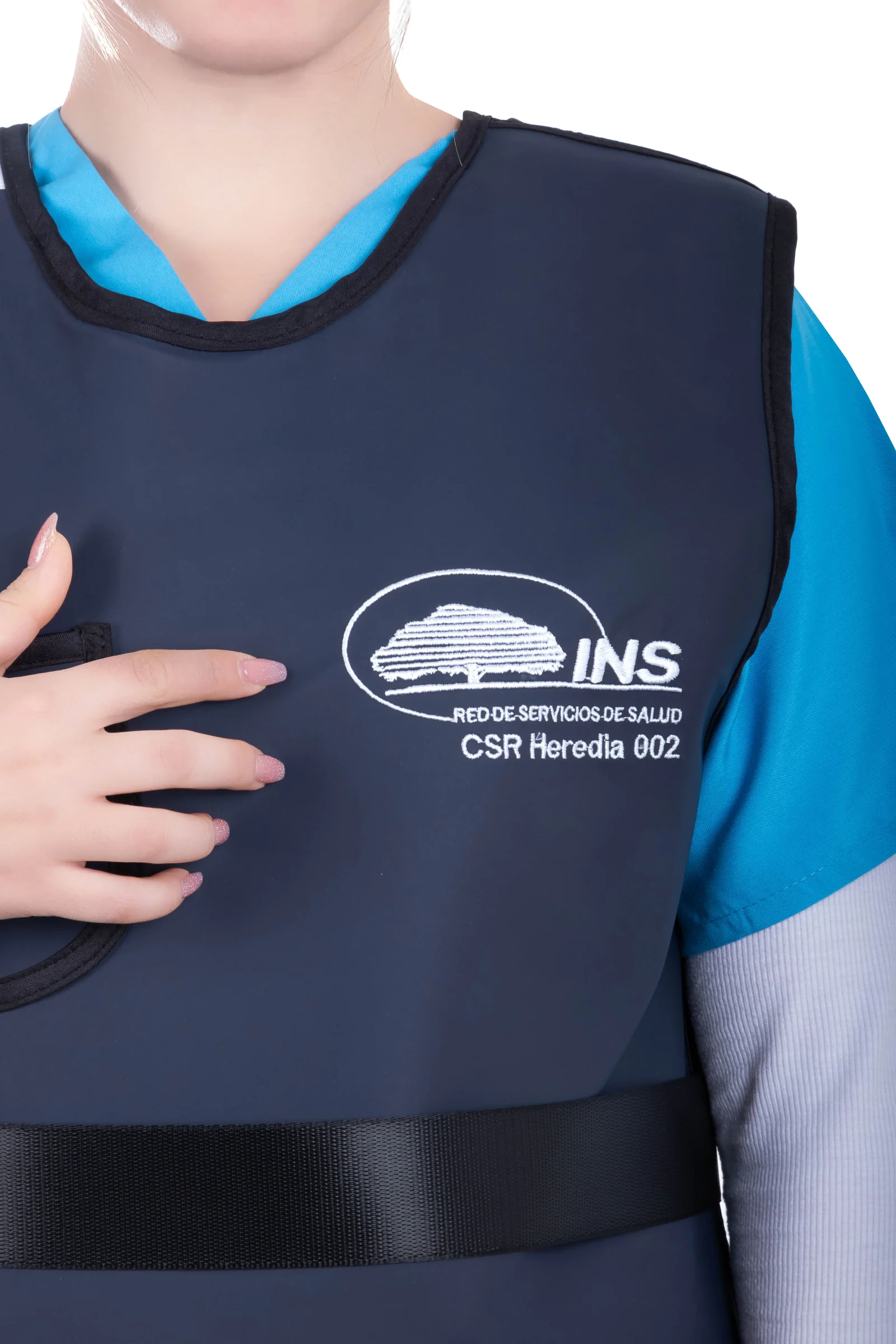 Delantal plomado frontal Colé personalizado con monograma institucional