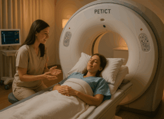 ¿Qué técnicas garantizan reposo y relajación antes del PET/CT para minimizar captación muscular y faríngea?