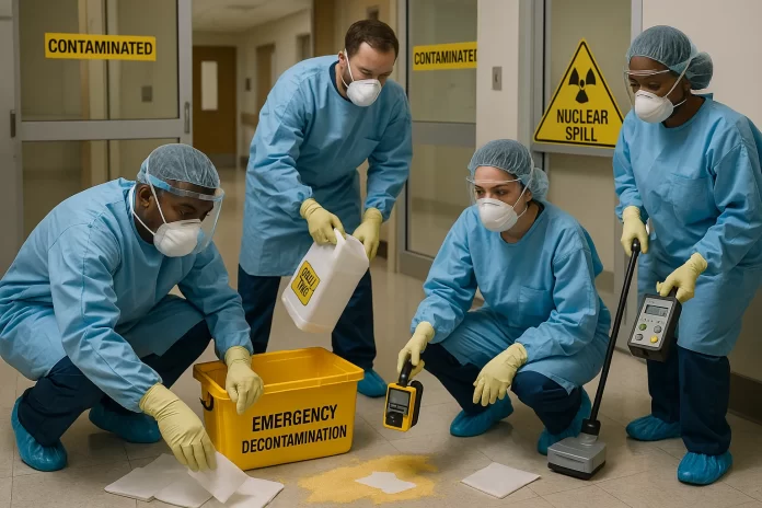 ¿Qué entrenamiento práctico recibe el personal para asegurar la correcta descontaminación de derrames bajo estrés